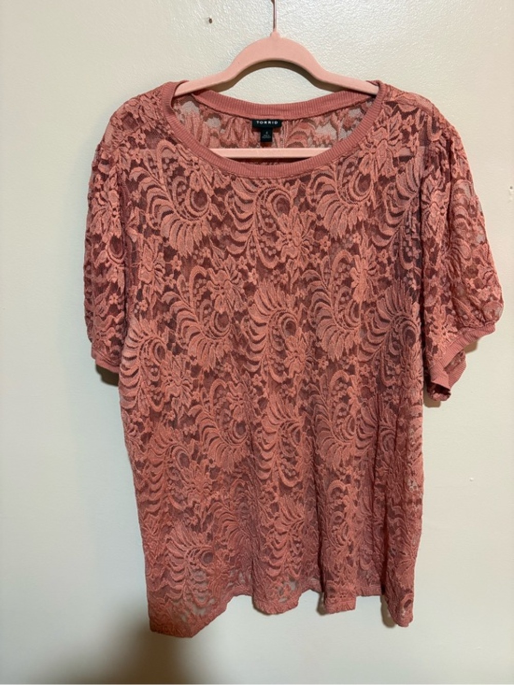 torrid Rose Lace Short Sleeve Overlay Top